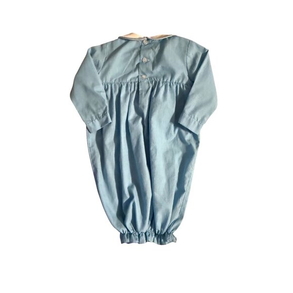 Collection Vive La Fete Baby Blue Long-Sleeve Smocked bubble Gown With Elephant - Picture 5 of 7